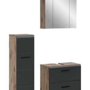 Xonox combinação de banho - preto mate e acabamento carvalho Nox, 105x185x30 cm