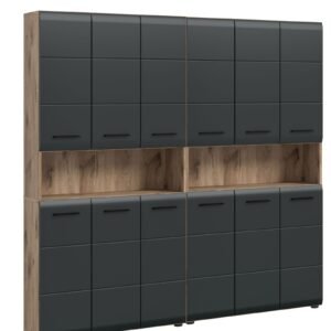 Xonox combinação de banho - preto mate e acabamento carvalho Nox, 180x185x30 cm