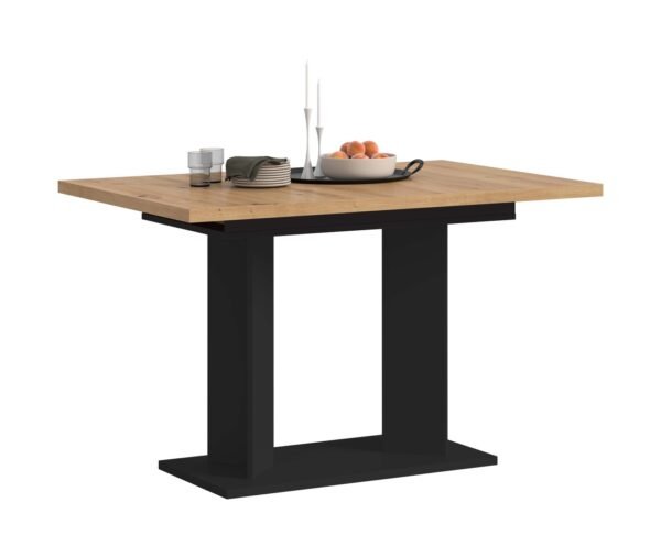 Xonox mesa de jantar - efeito carvalho Artisan e preto, 160x76x80 cm