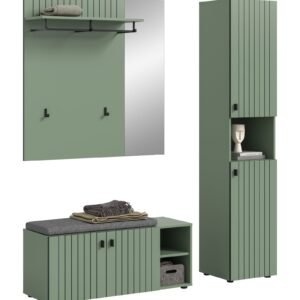 Xonox Combinação de roupeiro com almofada de assento - acabamento verde fumo, 161x192x37 cm