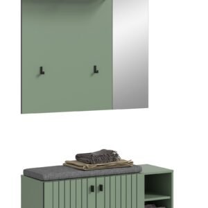 Xonox Combinação de roupeiro com almofada de assento - acabamento verde fumo, 106x192x37 cm