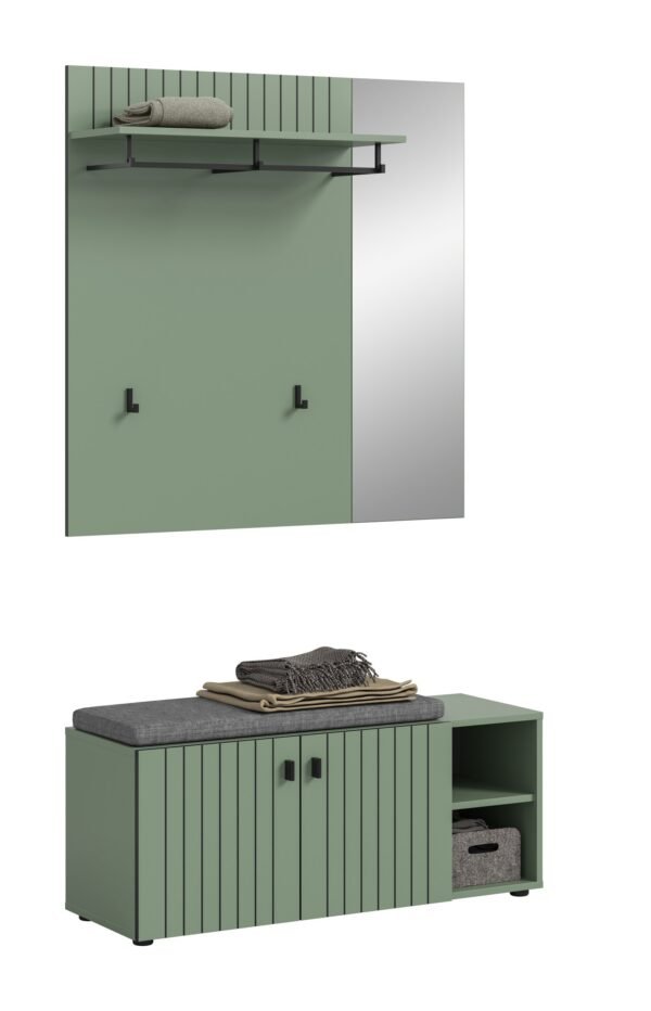 Xonox Combinação de roupeiro com almofada de assento - acabamento verde fumo, 106x192x37 cm