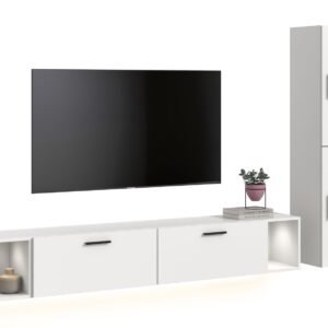 Xonox Conjunto de sala com iluminação - acabamento branco e acabamento branco, 259x182x34 cm
