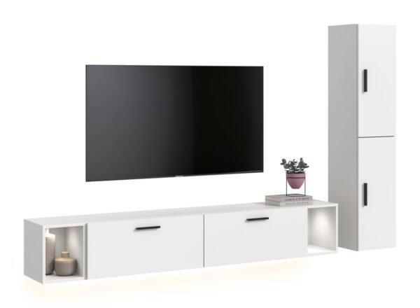 Xonox Conjunto de sala com iluminação - acabamento branco e acabamento branco, 259x182x34 cm