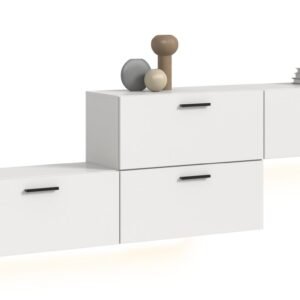 Xonox Conjunto de sala com iluminação - acabamento branco e acabamento branco, 276x97x34 cm