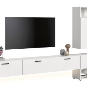 Xonox Conjunto de sala com iluminação - acabamento branco e acabamento branco, 300x178x34 cm