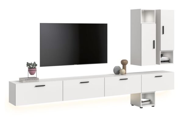 Xonox Conjunto de sala com iluminação - acabamento branco e acabamento branco, 300x178x34 cm