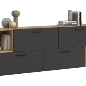 Xonox Combinação de sala - acabamento carvalho Artisan e Basalt acabamento, 176x97x34 cm