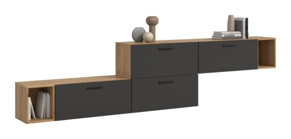 Xonox Combinação de sala - acabamento carvalho Artisan e Basalt acabamento, 276x97x34 cm