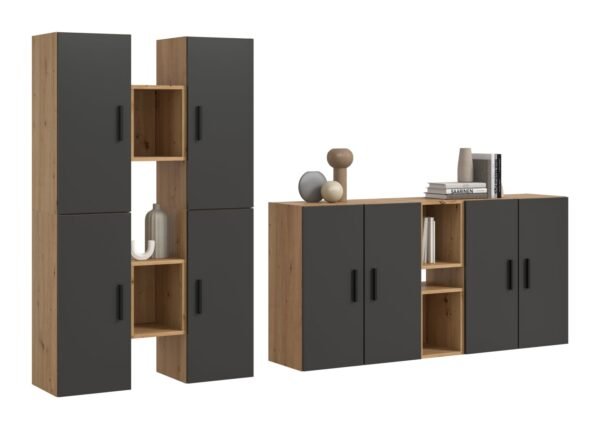 Xonox Combinação de sala - acabamento carvalho Artisan e Basalt acabamento, 270x182x34 cm
