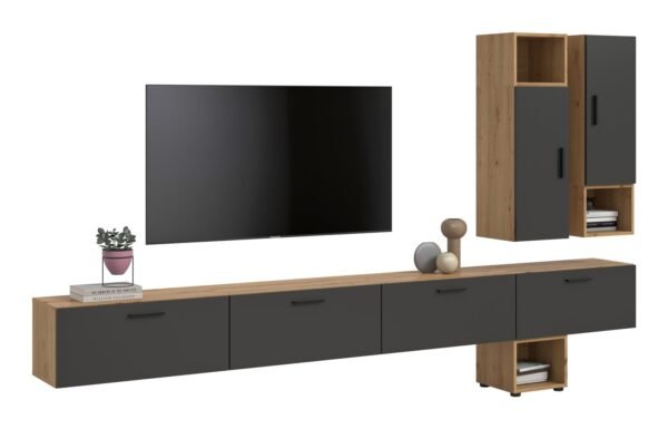 Xonox Combinação de sala - acabamento carvalho Artisan e Basalt acabamento, 300x178x34 cm