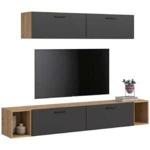 Xonox Combinação de sala - acabamento carvalho Artisan e Basalt acabamento, 202x184x34 cm
