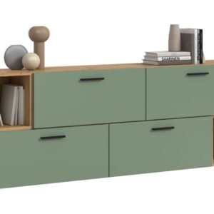 Xonox Combinação de sala - acabamento carvalho Artisan e acabamento verde fumo, 176x97x34 cm
