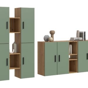 Xonox Combinação de sala - acabamento carvalho Artisan e acabamento verde fumo, 270x182x34 cm