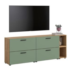 Xonox Combinação de sala - acabamento carvalho Artisan e acabamento verde fumo, 176x67x34 cm