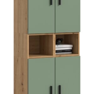 Xonox Combinação de sala - acabamento carvalho Artisan e acabamento verde fumo, 65x178x34 cm
