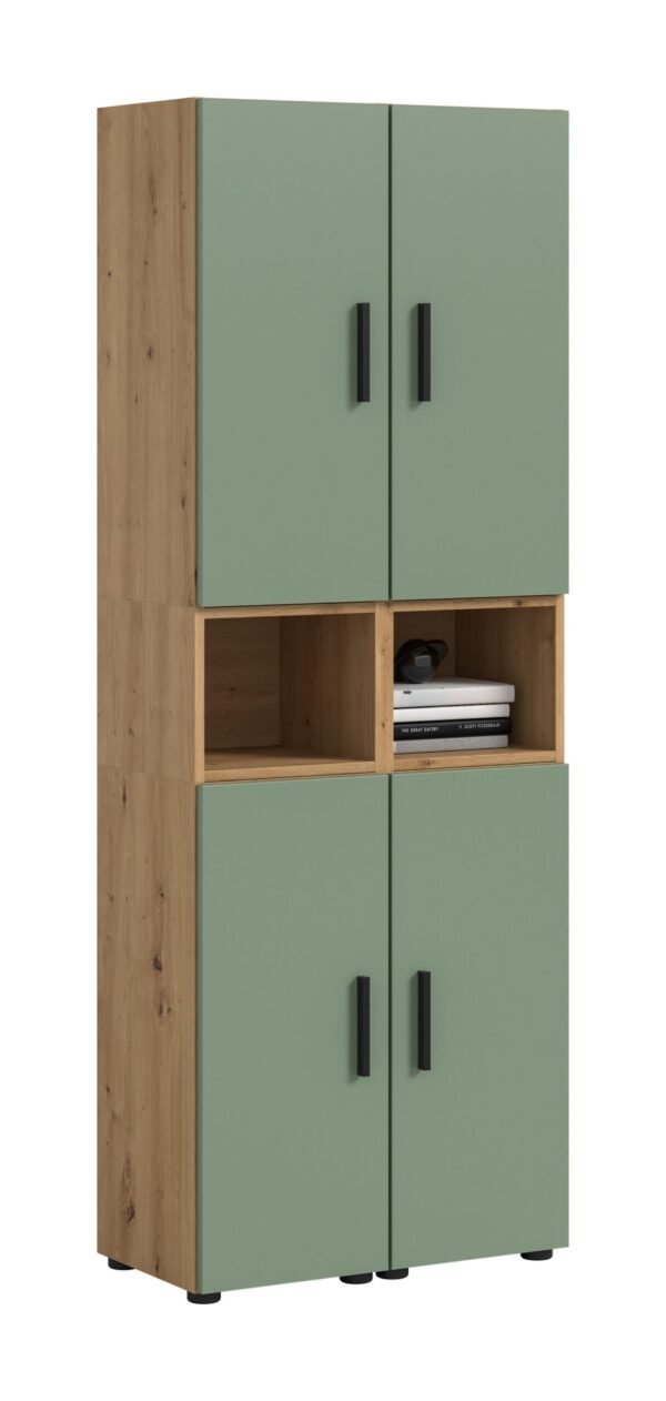Xonox Combinação de sala - acabamento carvalho Artisan e acabamento verde fumo, 65x178x34 cm