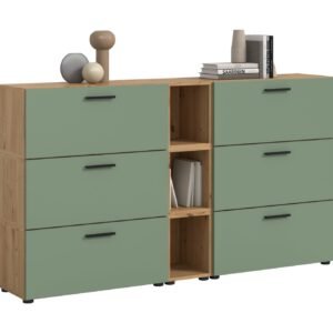 Xonox Combinação de sala - acabamento carvalho Artisan e acabamento verde fumo, 176x99x34 cm