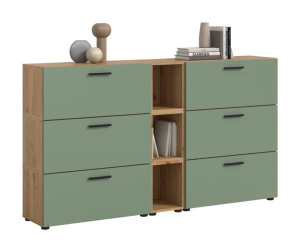 Xonox Combinação de sala - acabamento carvalho Artisan e acabamento verde fumo, 176x99x34 cm