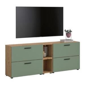 Xonox Combinação de sala - acabamento carvalho Artisan e acabamento verde fumo, 176x67x34 cm