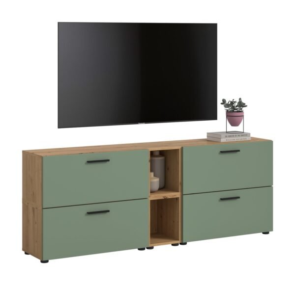 Xonox Combinação de sala - acabamento carvalho Artisan e acabamento verde fumo, 176x67x34 cm