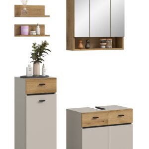 Xonox Combinação de banho com iluminação - melamina caxemira, 107x191x35 cm