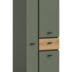 Xonox Armário alto - acabamento verde sálvia e acabamento carvalho Evoke, 51x191x30 cm
