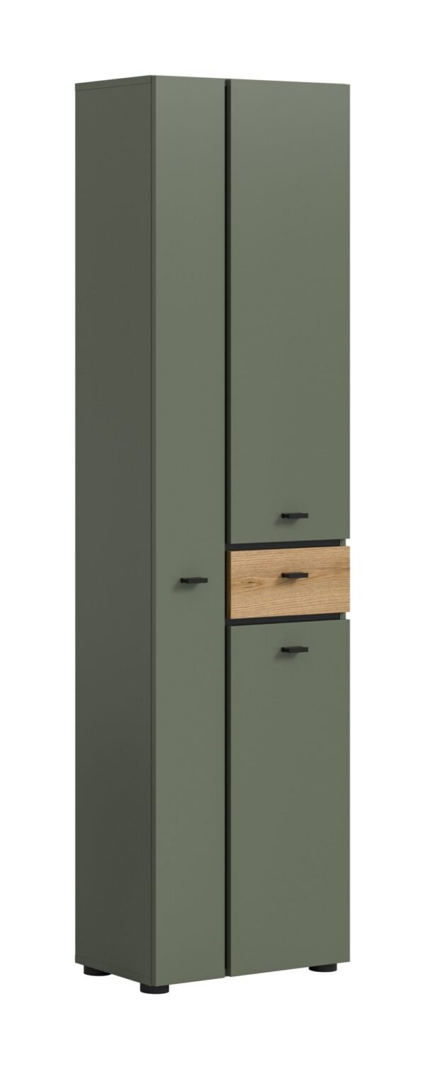 Xonox Armário alto - acabamento verde sálvia e acabamento carvalho Evoke, 51x191x30 cm