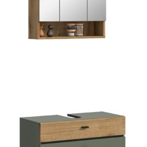 Xonox combinação de banho - acabamento verde sálvia e acabamento carvalho Evoke, 75x191x35 cm