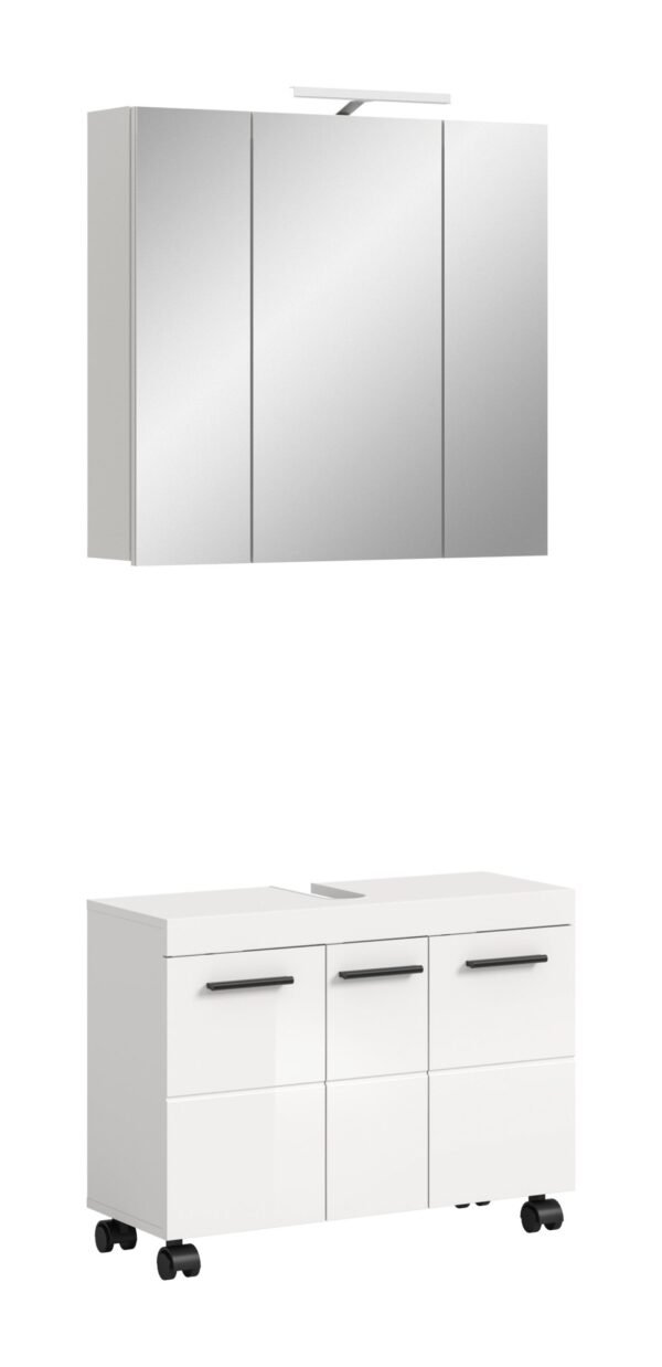 Xonox Combinação de banho com iluminação - brilhante branco, 82x191x30 cm