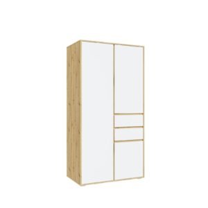 Xonox Roupeiro de 2 portas - branco e acabamento carvalho Artisan, 100x194x56 cm