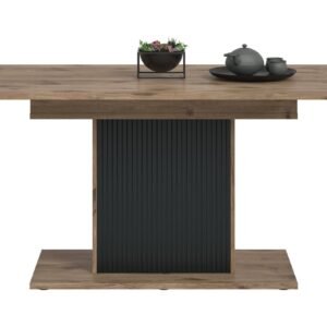 Xonox mesa de jantar - preto moldado e acabamento carvalho Nox, 160-200x76x90 cm