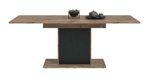 Xonox mesa de jantar - preto moldado e acabamento carvalho Nox, 160-200x76x90 cm