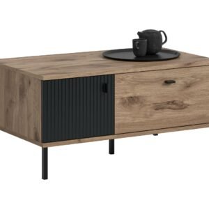 Xonox mesa de centro - preto moldado e acabamento carvalho Nox, 100x48x60 cm