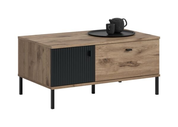 Xonox mesa de centro - preto moldado e acabamento carvalho Nox, 100x48x60 cm