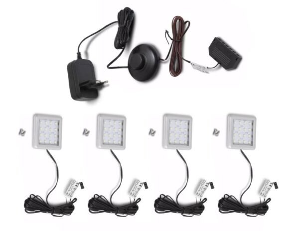 Xonox Focos para armário, branco quente, pack de 4
